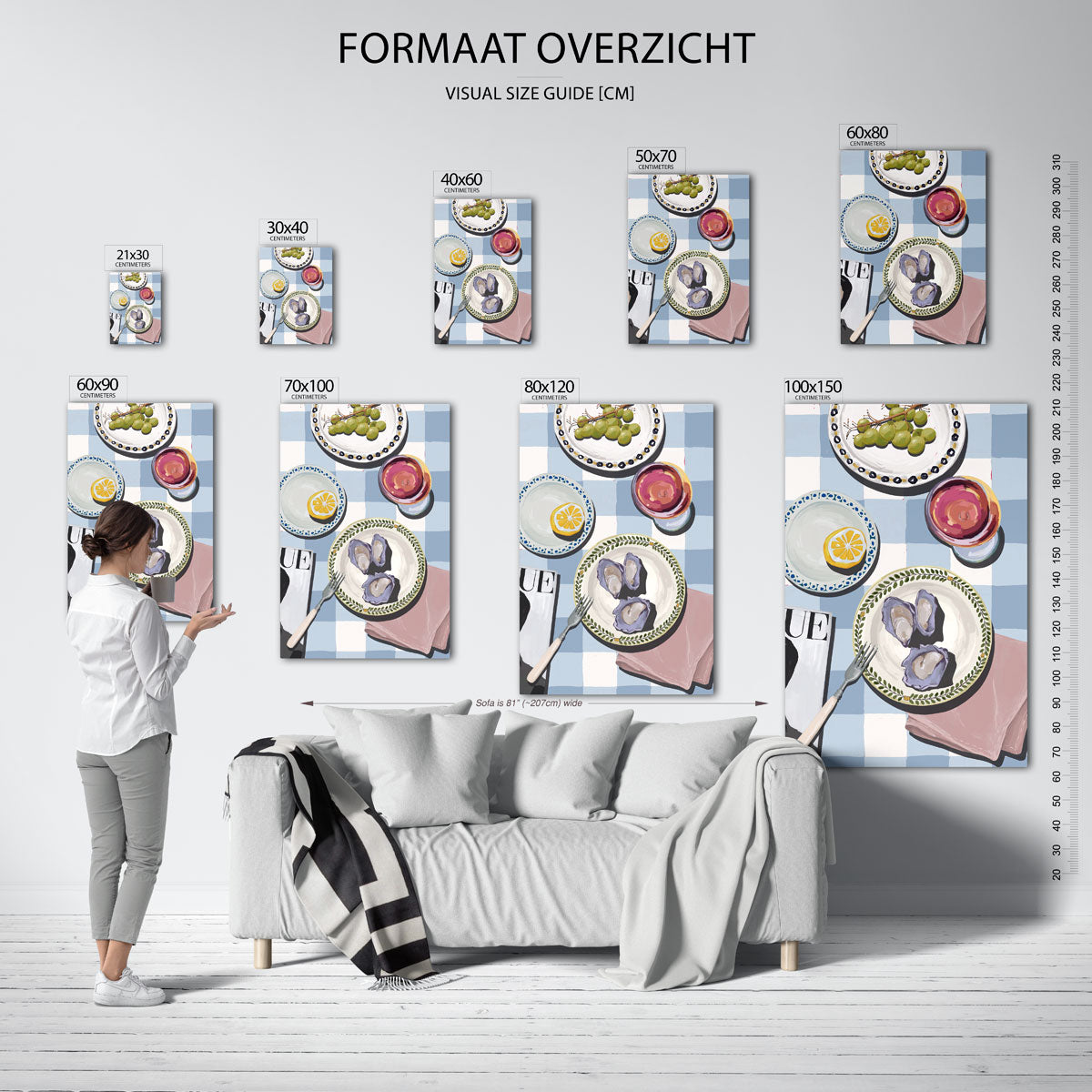Tafel met druiven en oesters Poster