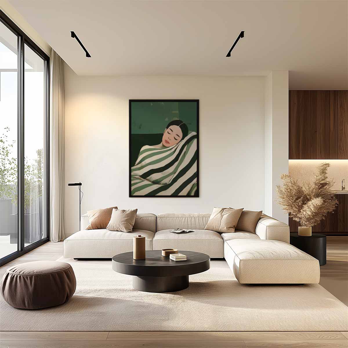 Slapende Schoonheid in Groen Kunstwerk-canvas-dibond-plexiglas-wanddecoratie-WallArtistic