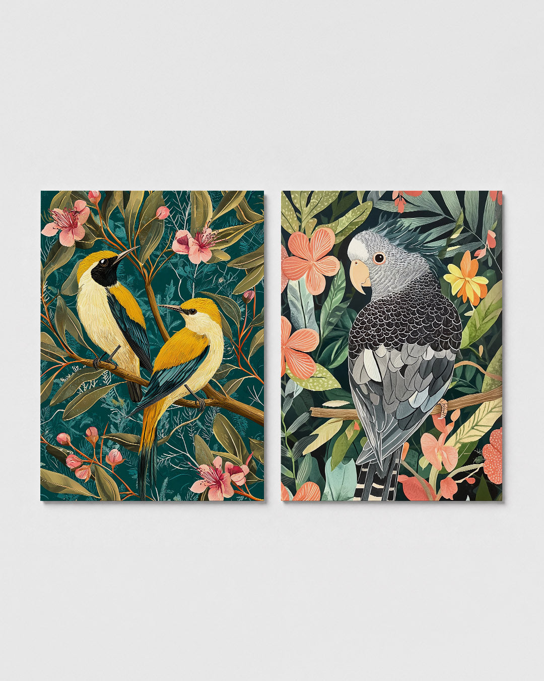Vogels en bloemen Posterset