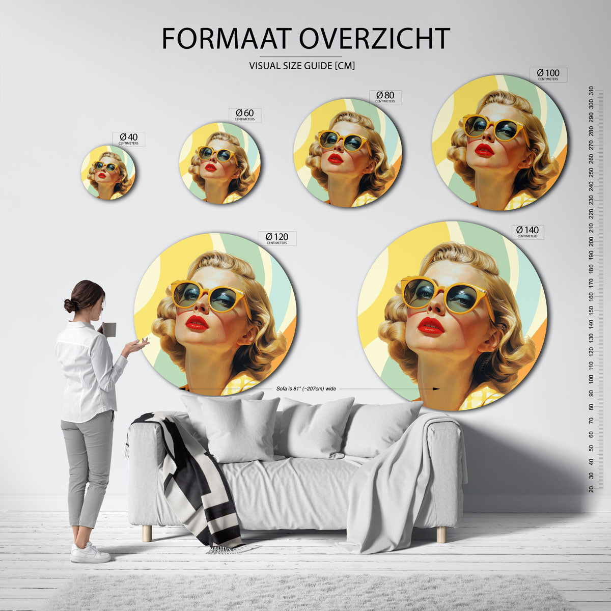 Vrouw met zonnebril Muurcirkel