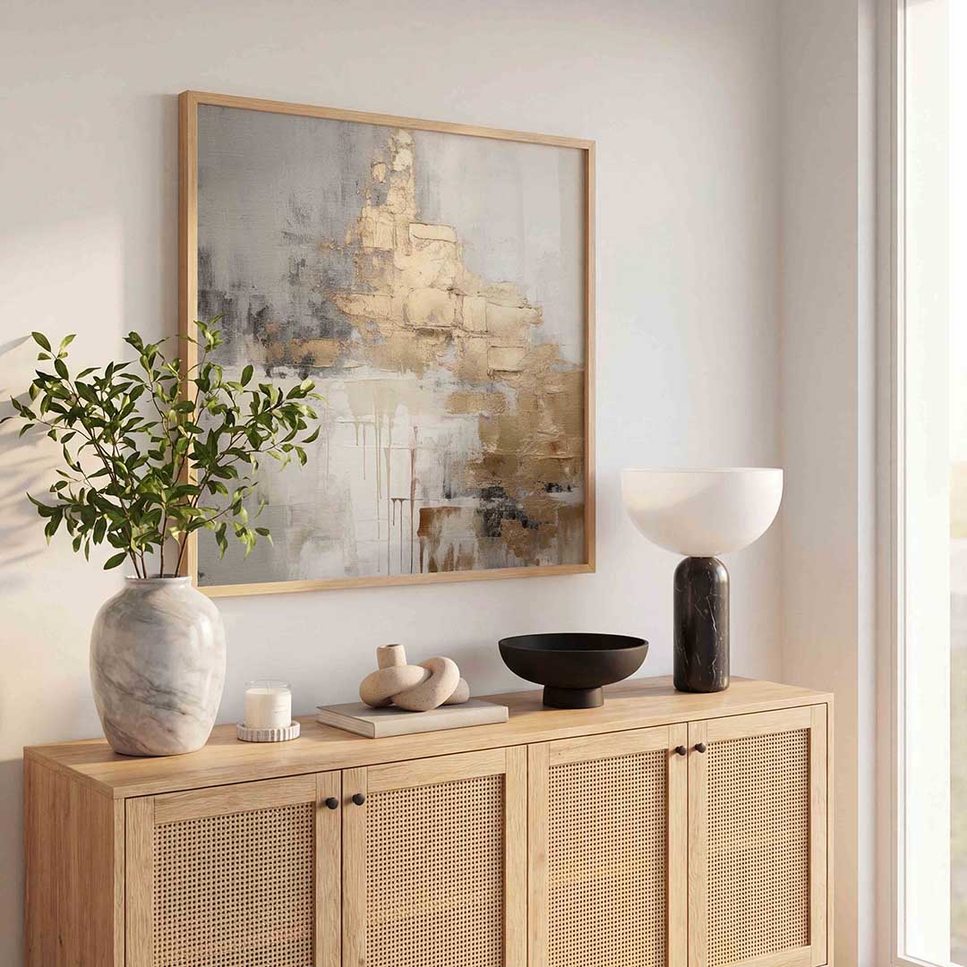 Abstracte gouden en grijze Poster