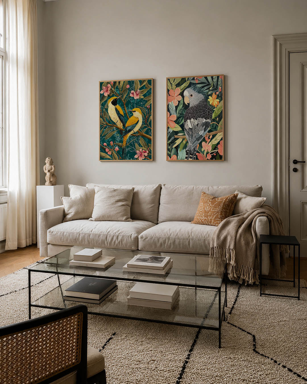 Vogels en bloemen Posterset
