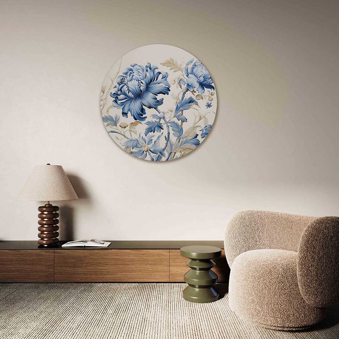 Blauwe bloemen Muurcirkel