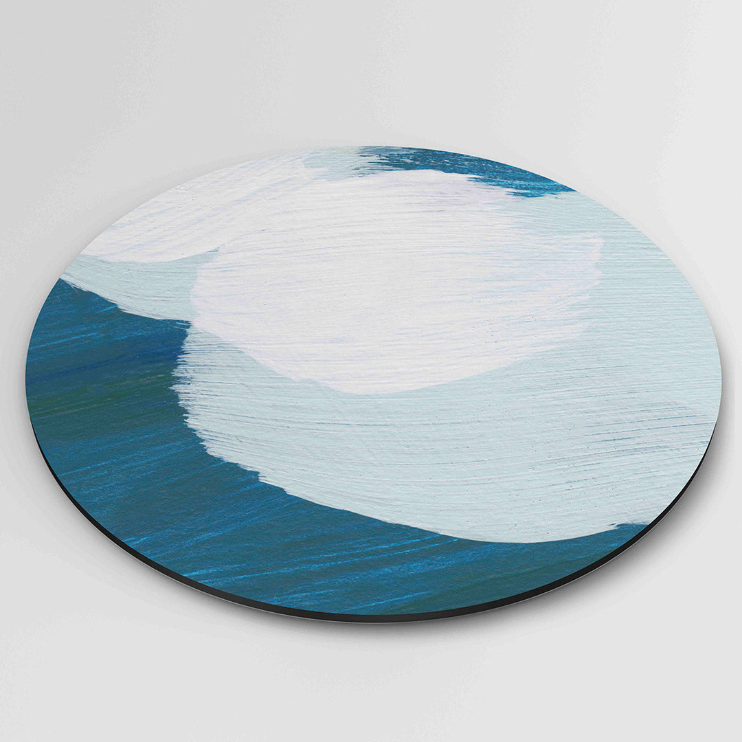 Abstracte blauwe en witte Muurcirkel