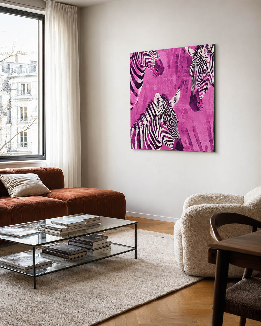 Zebra's in levendige tinten Kunstwerk