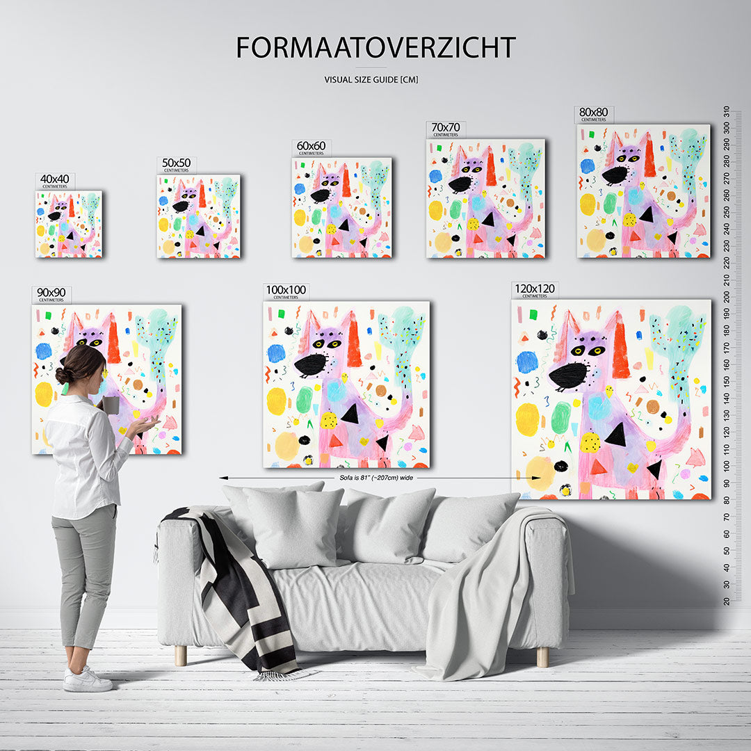 Speelse dierenfantasie Kunstwerk