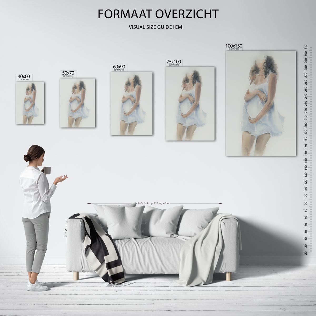 Zachte waterverf vrouw Kunstwerk
