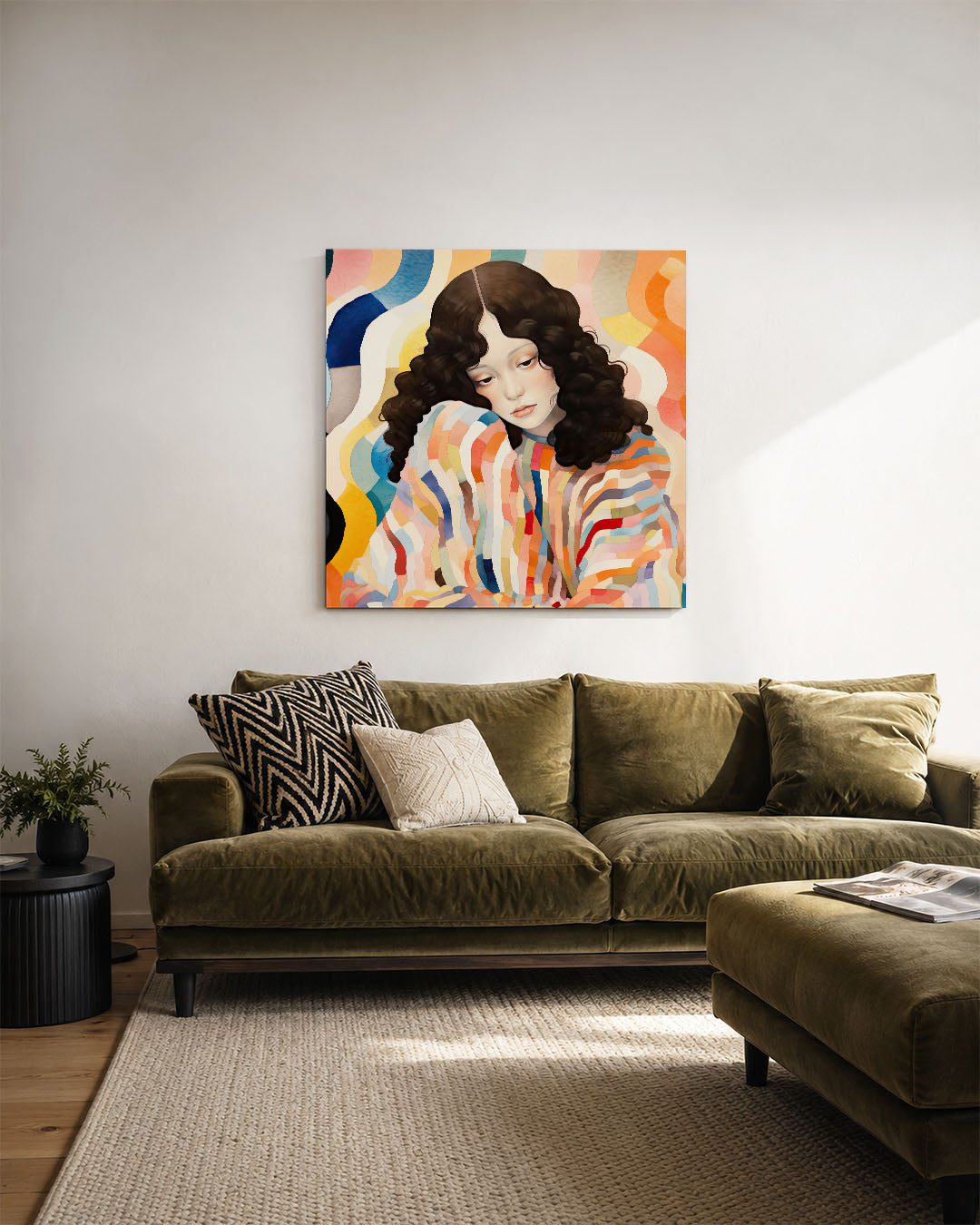 Golvende kleurenportret Kunstwerk