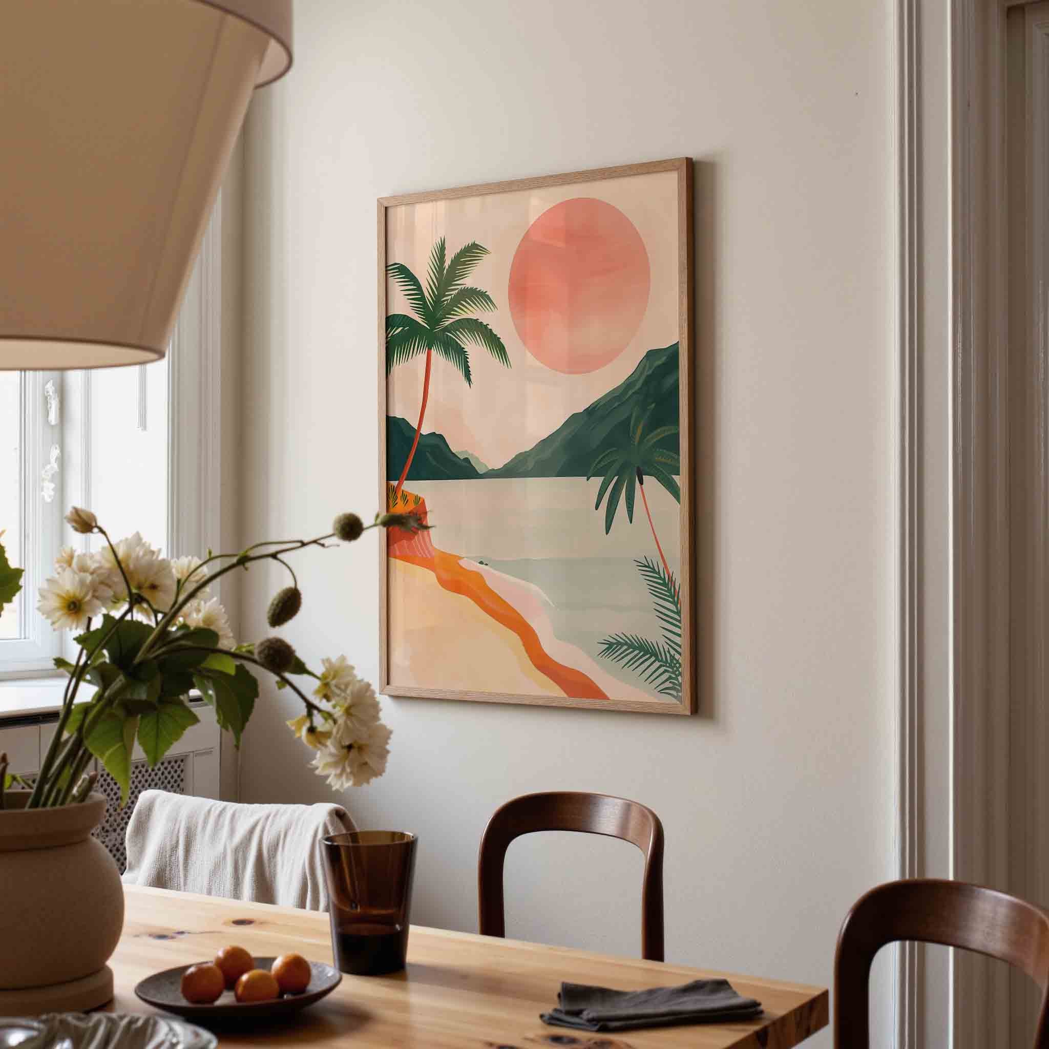 Palmbomen en zon Poster