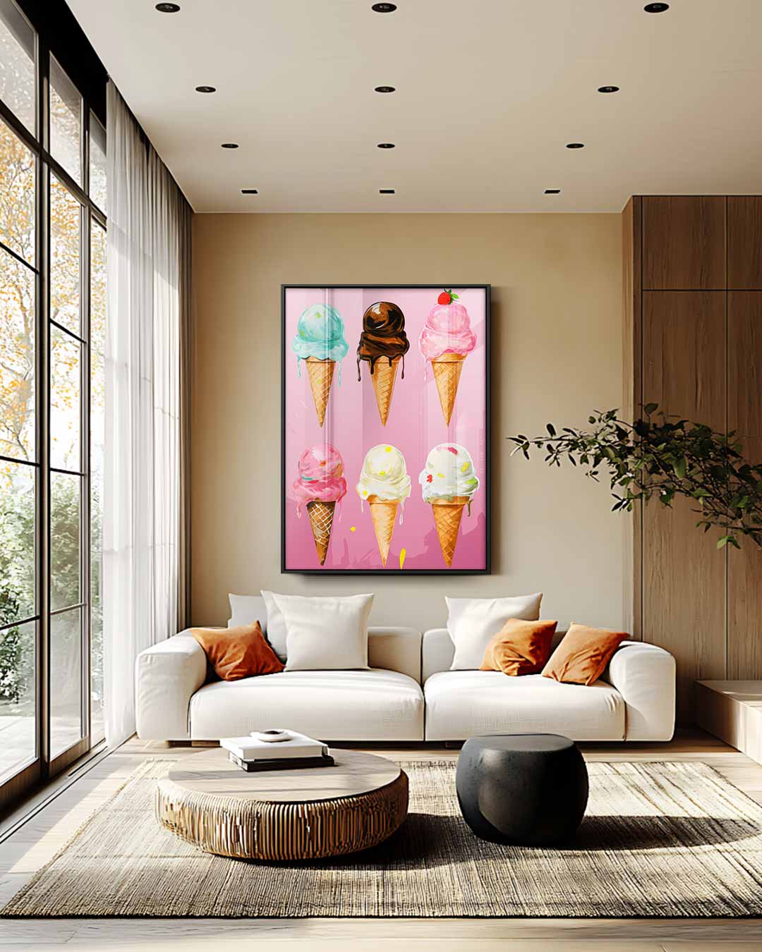 Kleurrijke IJshoorntjes Fantasie Kunstwerk-canvas-dibond-plexiglas-wanddecoratie-WallArtistic