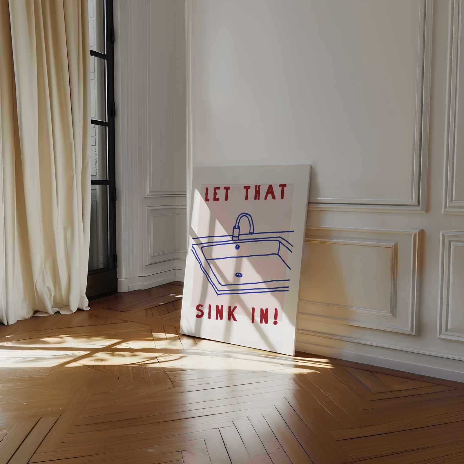 Humoristisch Wasbak Illustratie Kunstwerk-canvas-dibond-plexiglas-wanddecoratie-WallArtistic