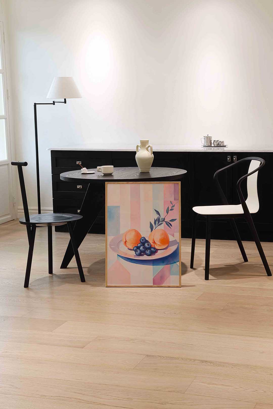 Perziken en blauwe bessen Poster