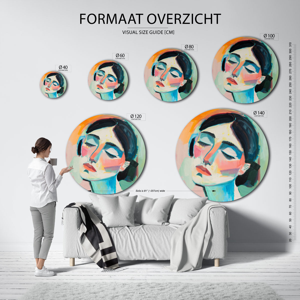 Portret met gesloten ogen Muurcirkel