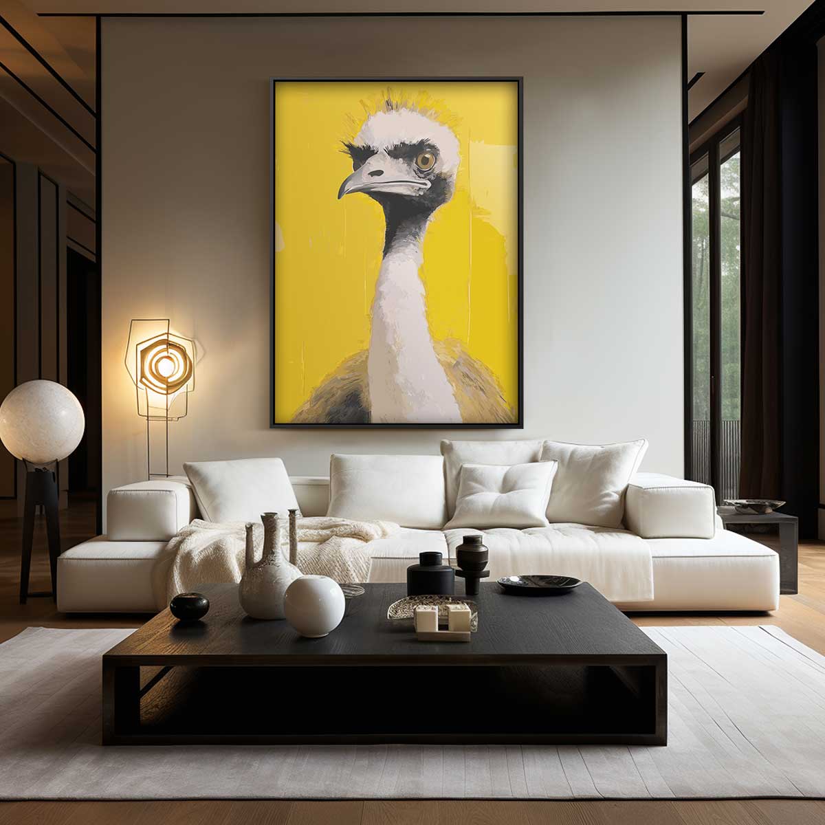 Struisvogel met Attitude Kunstwerk-canvas-dibond-plexiglas-wanddecoratie-WallArtistic