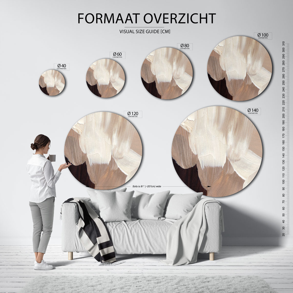 Abstracte beige en bruine Muurcirkel