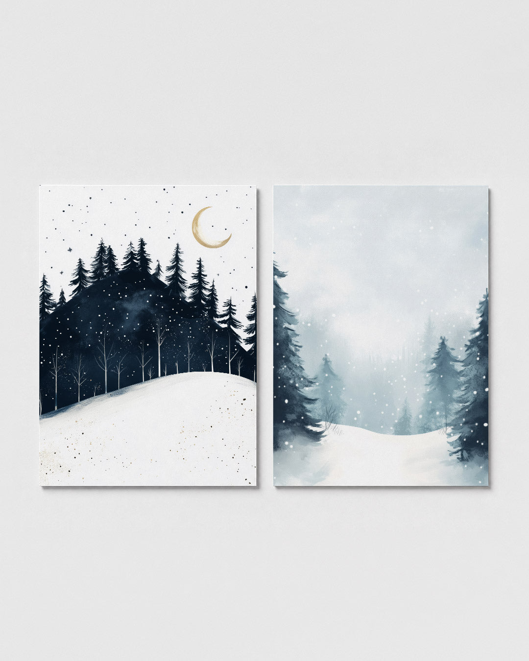 Nachtelijke winterlandschap Posterset