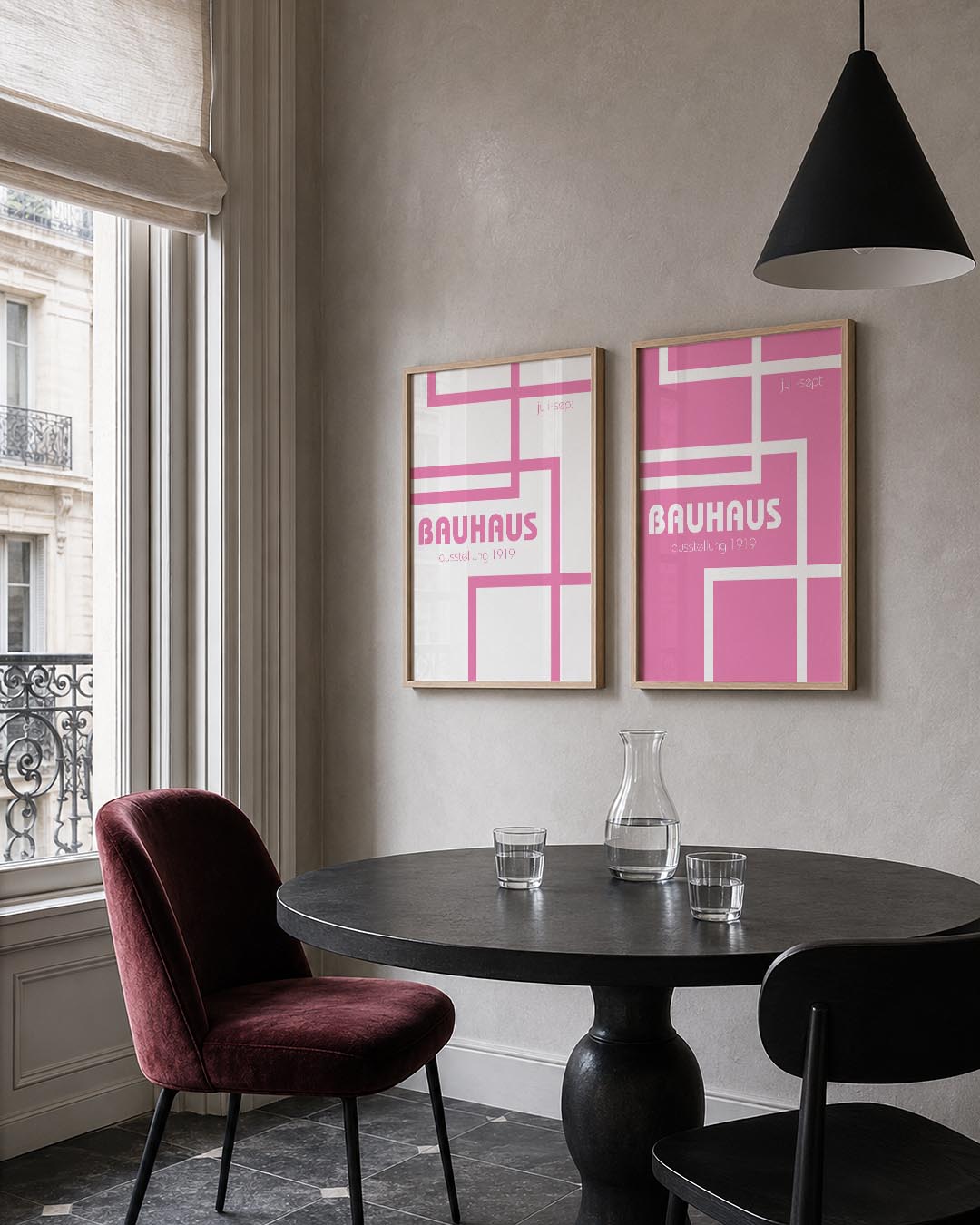 Roze lijnenspel Posterset