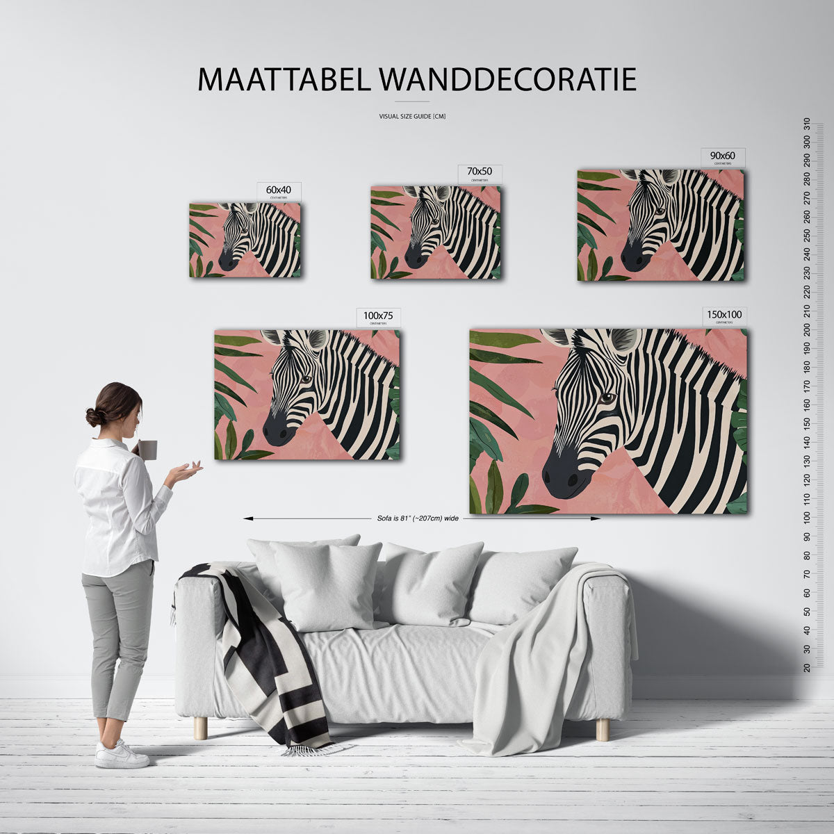 Zebra en bladeren Kunstwerk