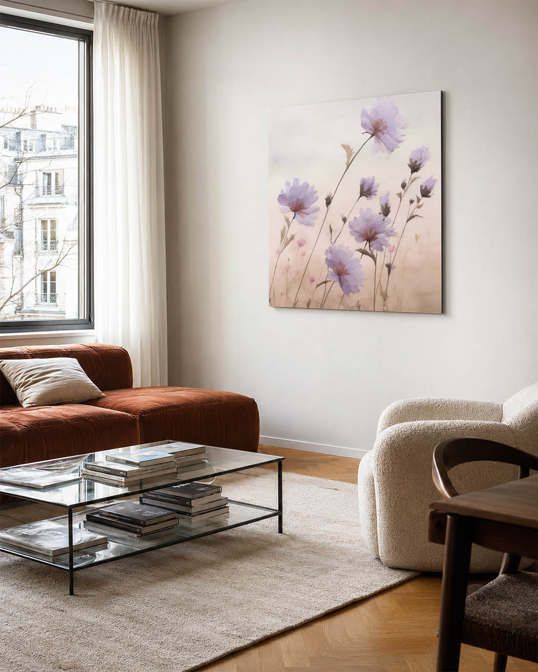 Bloemen in zachte tinten Kunstwerk