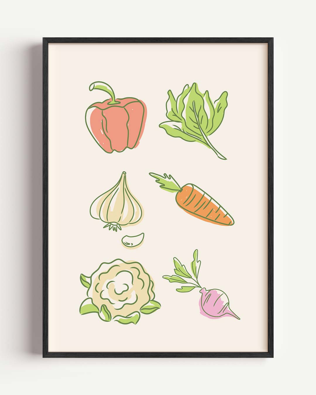 Vrolijke Groente Illustratieposter-WallArtistic