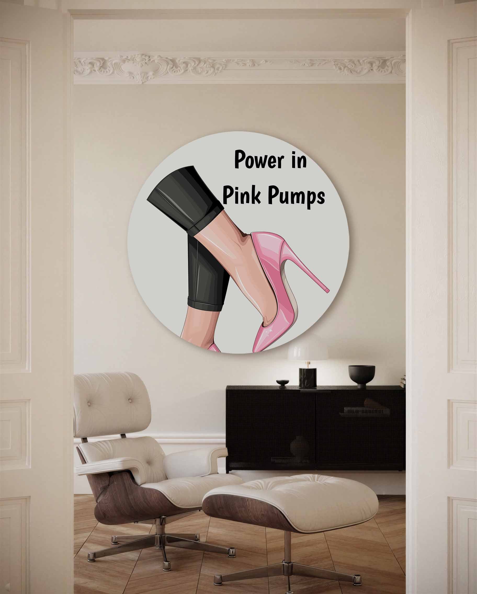 Roze pumps en zwarte broek Muurcirkel