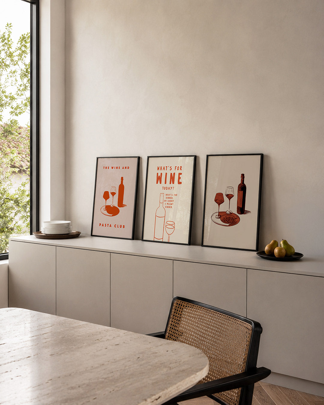 Wijn en pasta Posterset