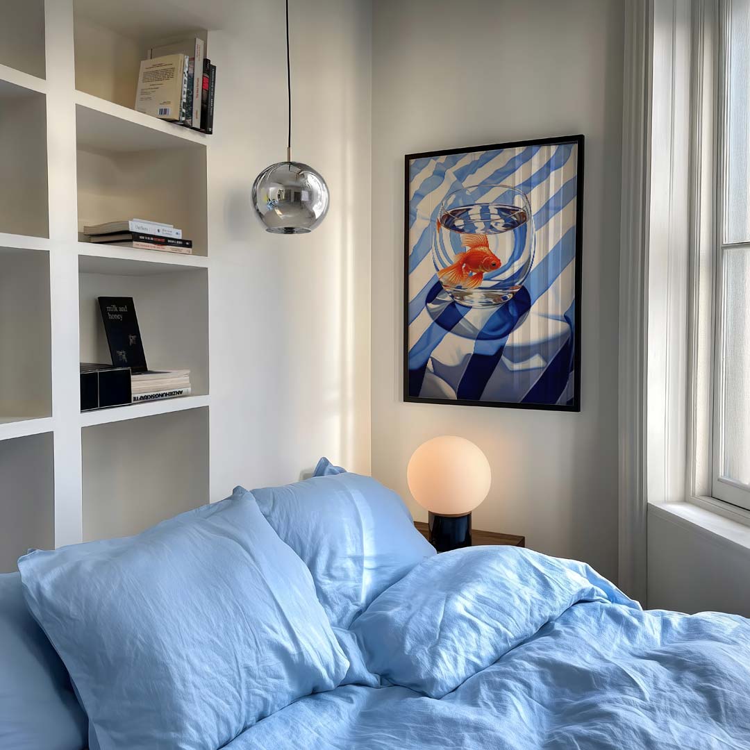 Goudvis op Stripes Poster-WallArtistic