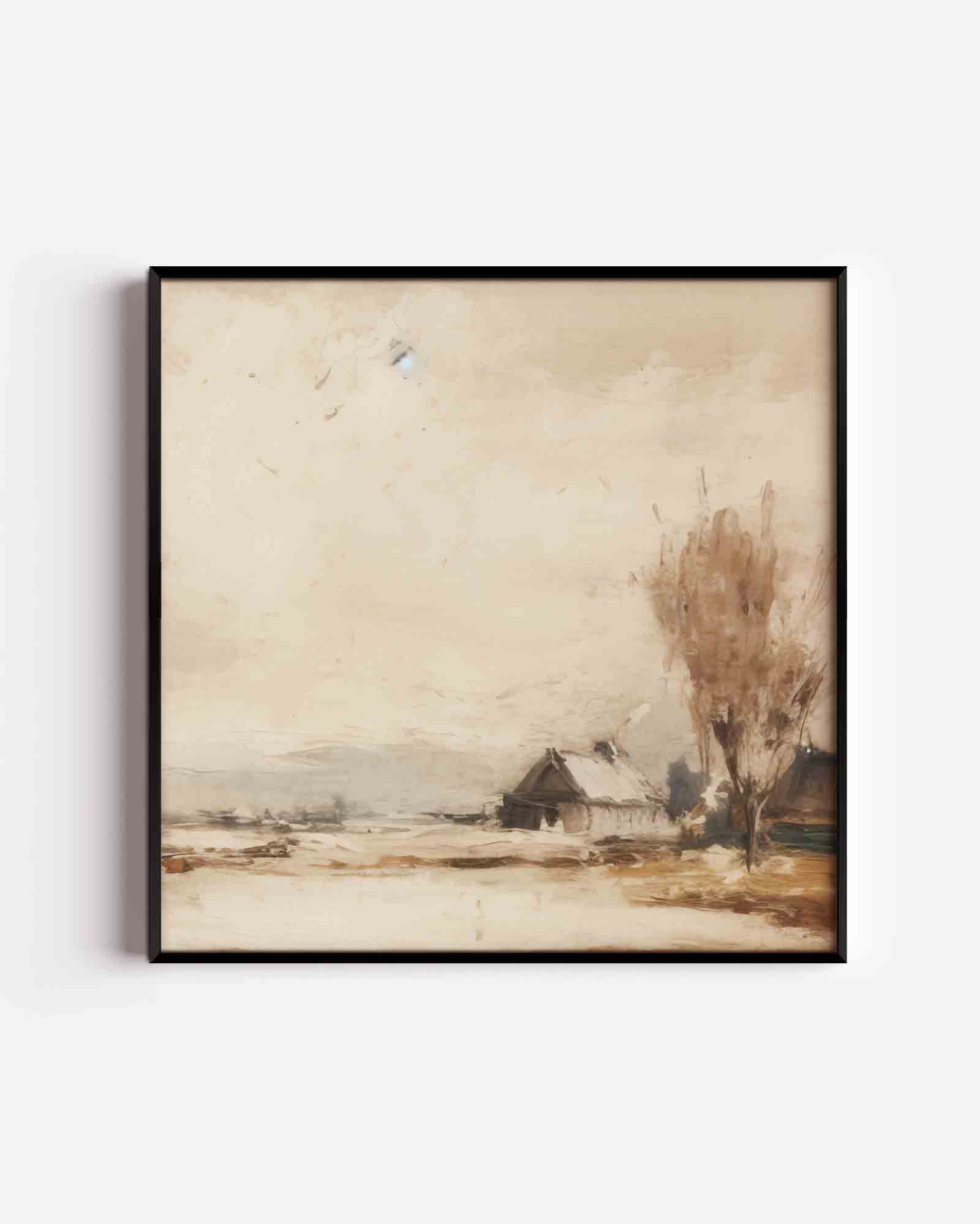 Landschap met huis en boom Poster