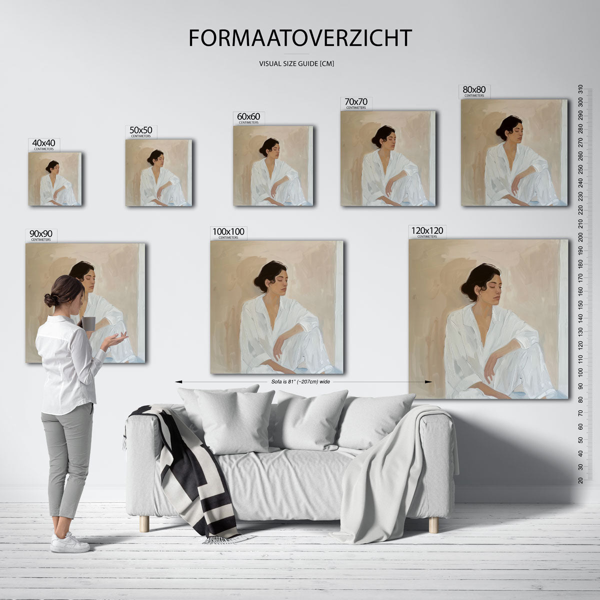 Vrouw in witte kleding Poster