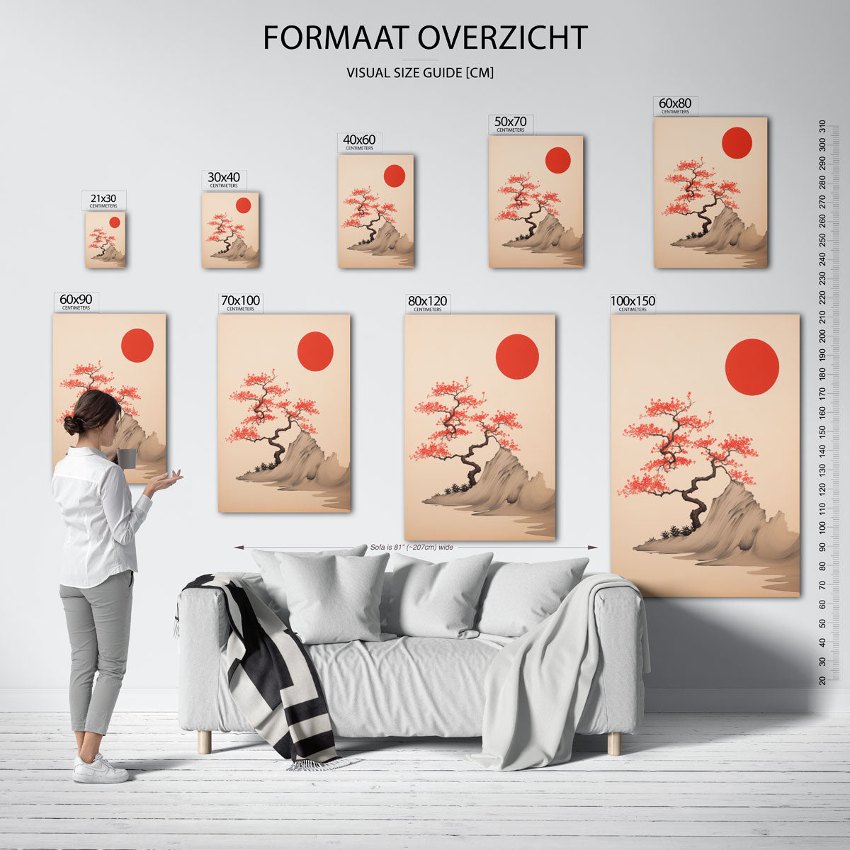 Boom en rode zon Poster