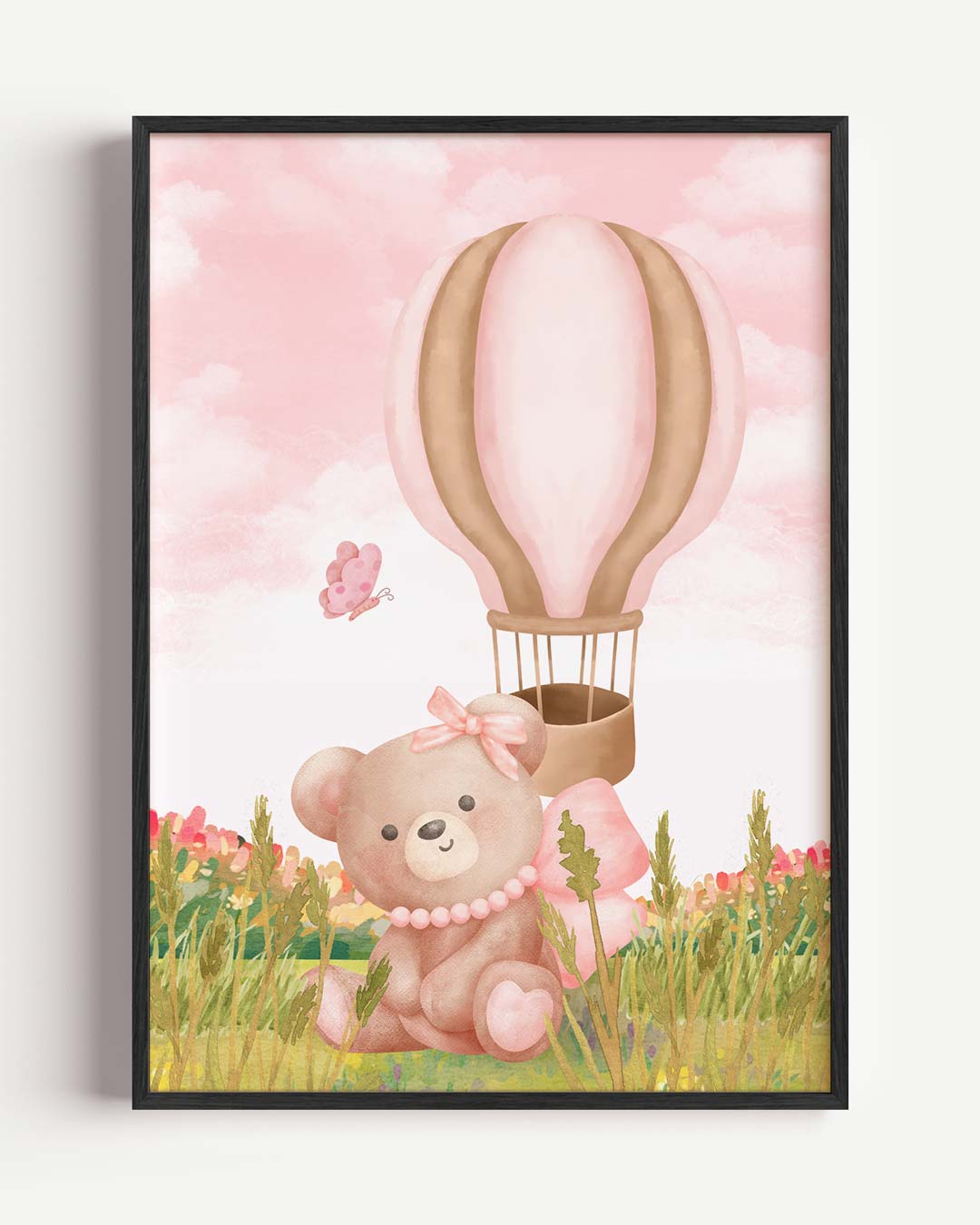 Schattige Teddybeer en Luchtballon Poster-WallArtistic