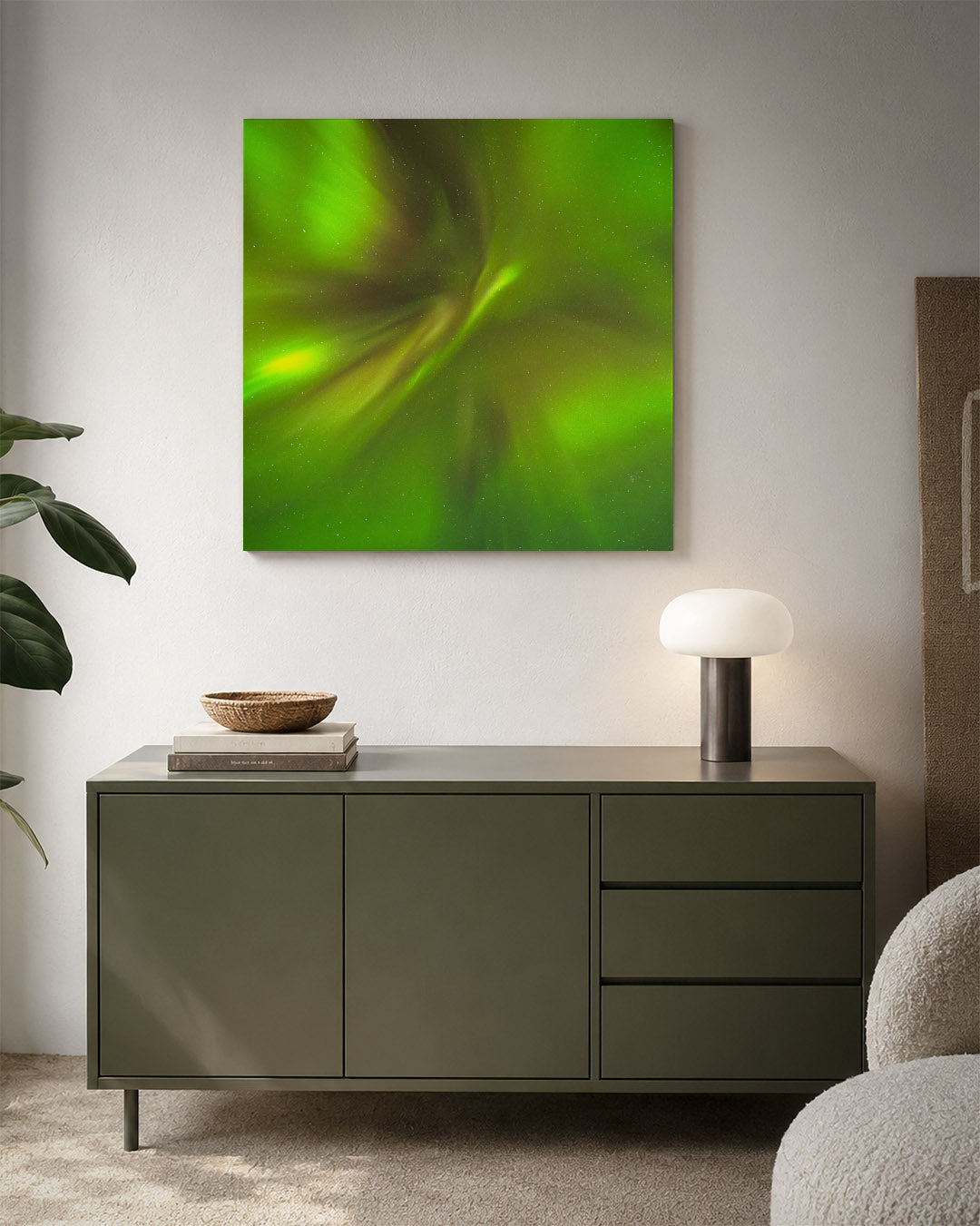 Groene lichtslierten Kunstwerk