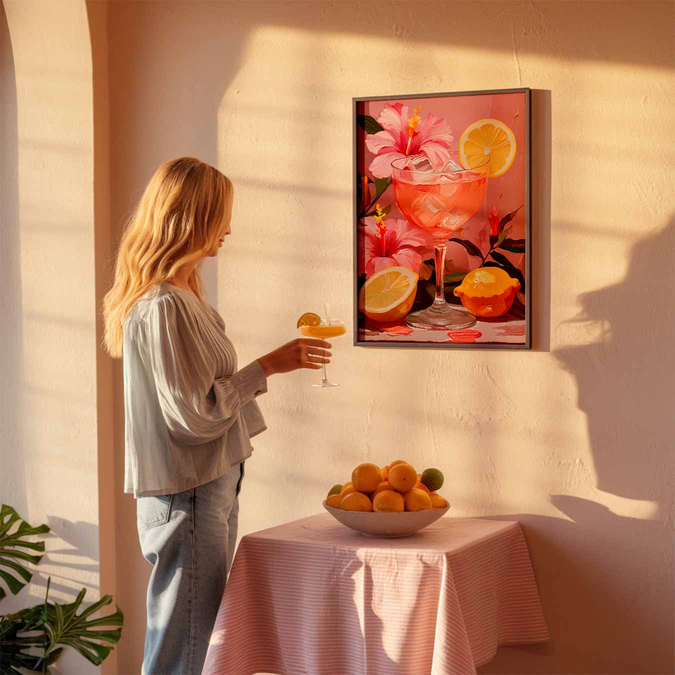 Roze Sommer Sips Poster-WallArtistic