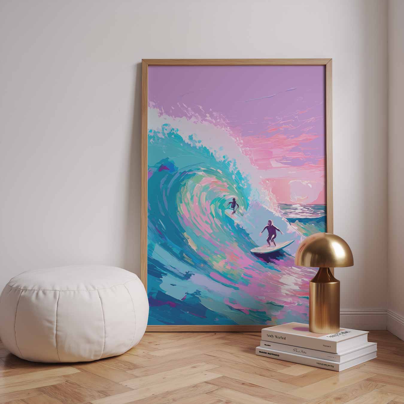 Surf Avontuur in Kleurrijke Golven Poster-WallArtistic