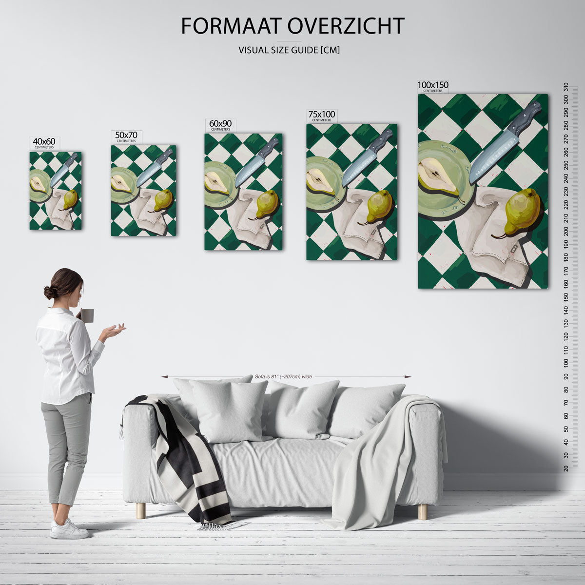 Fruit en mes compositie Kunstwerk