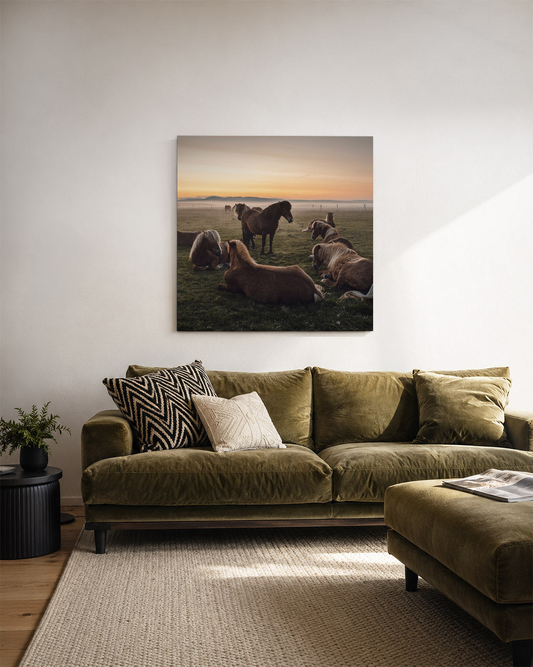 Rustige paardenweide Kunstwerk