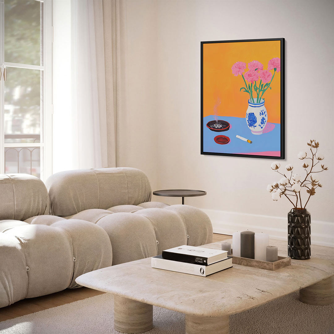 Bloemen en asbak Kunstwerk