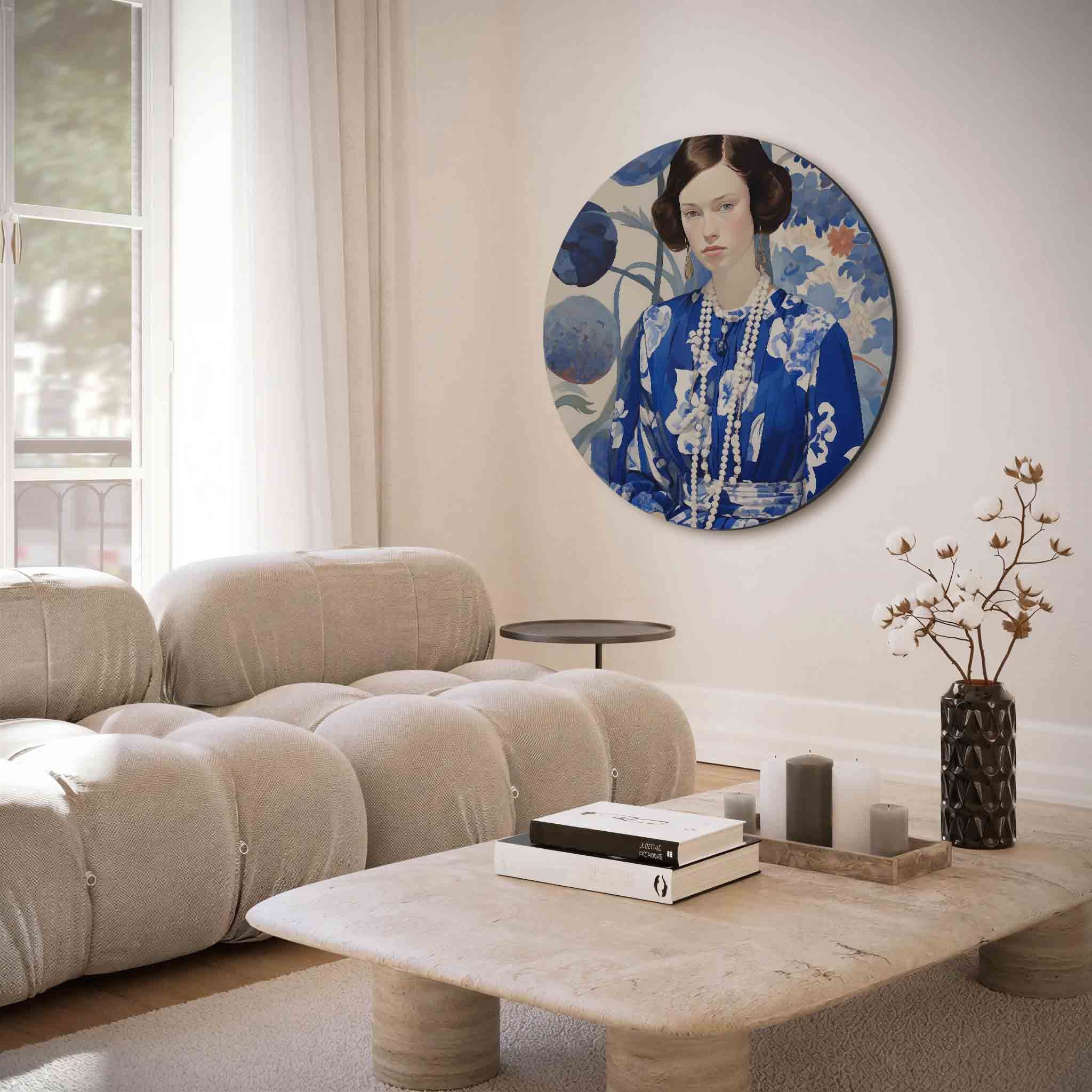 Vrouw in blauwe jurk Muurcirkel