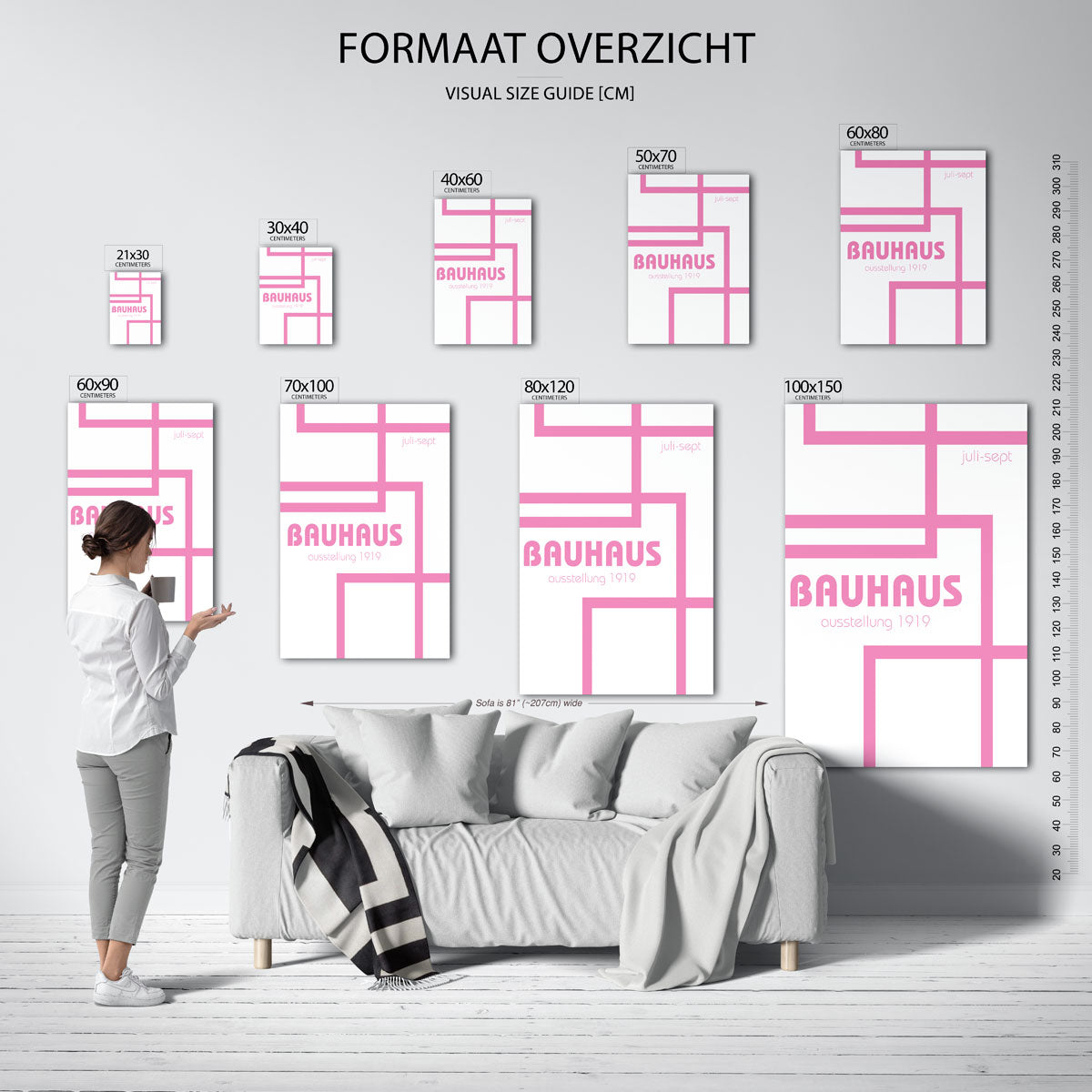 Roze lijnenspel Poster