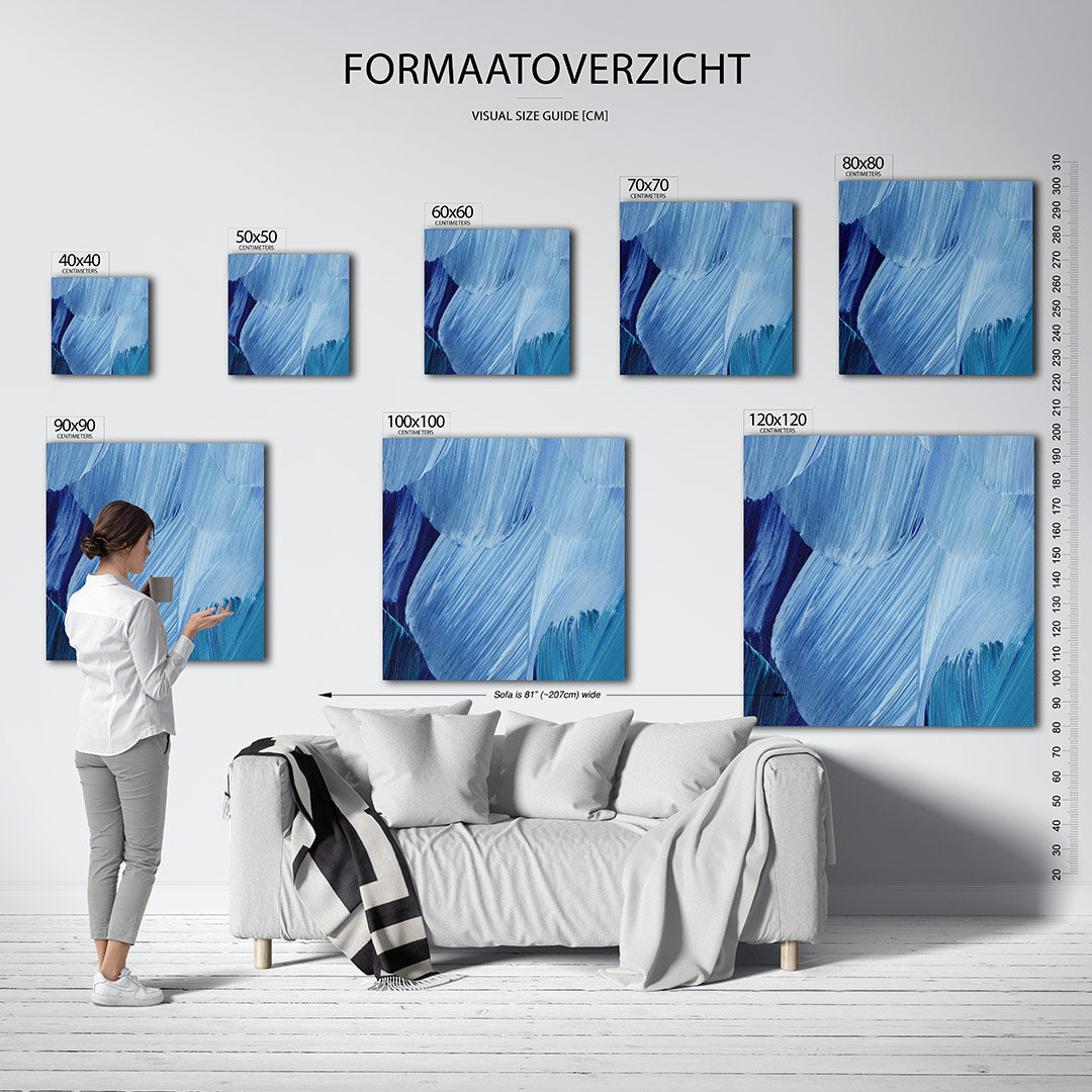 Dynamische blauwe borstels Kunstwerk
