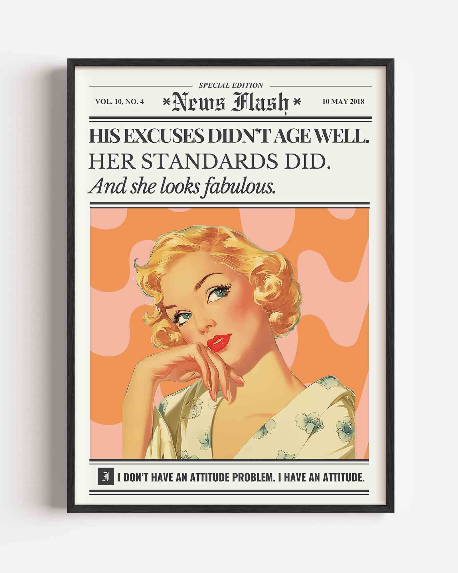 Retro vrouw met tekst Poster