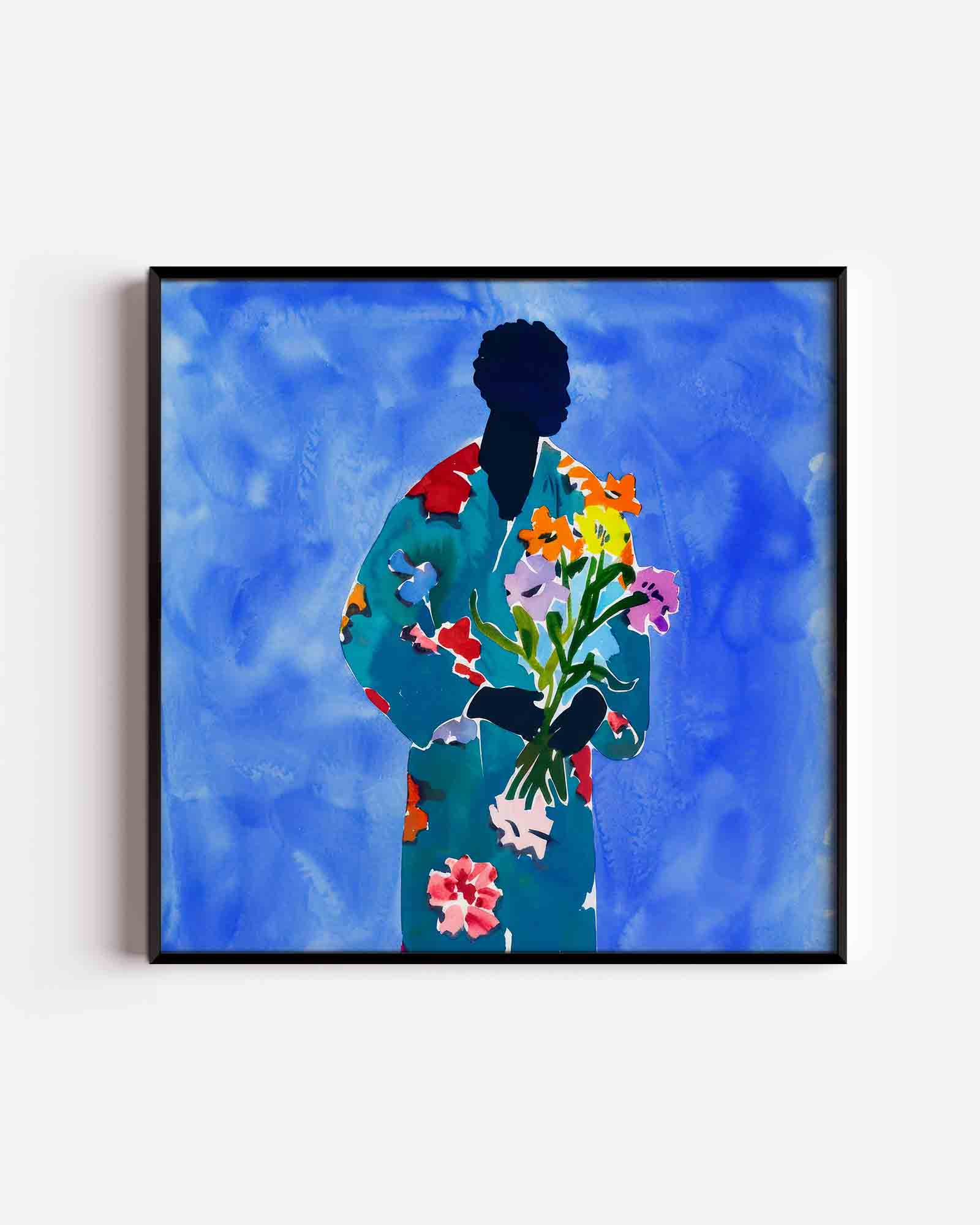 Figuur met bloemen Poster