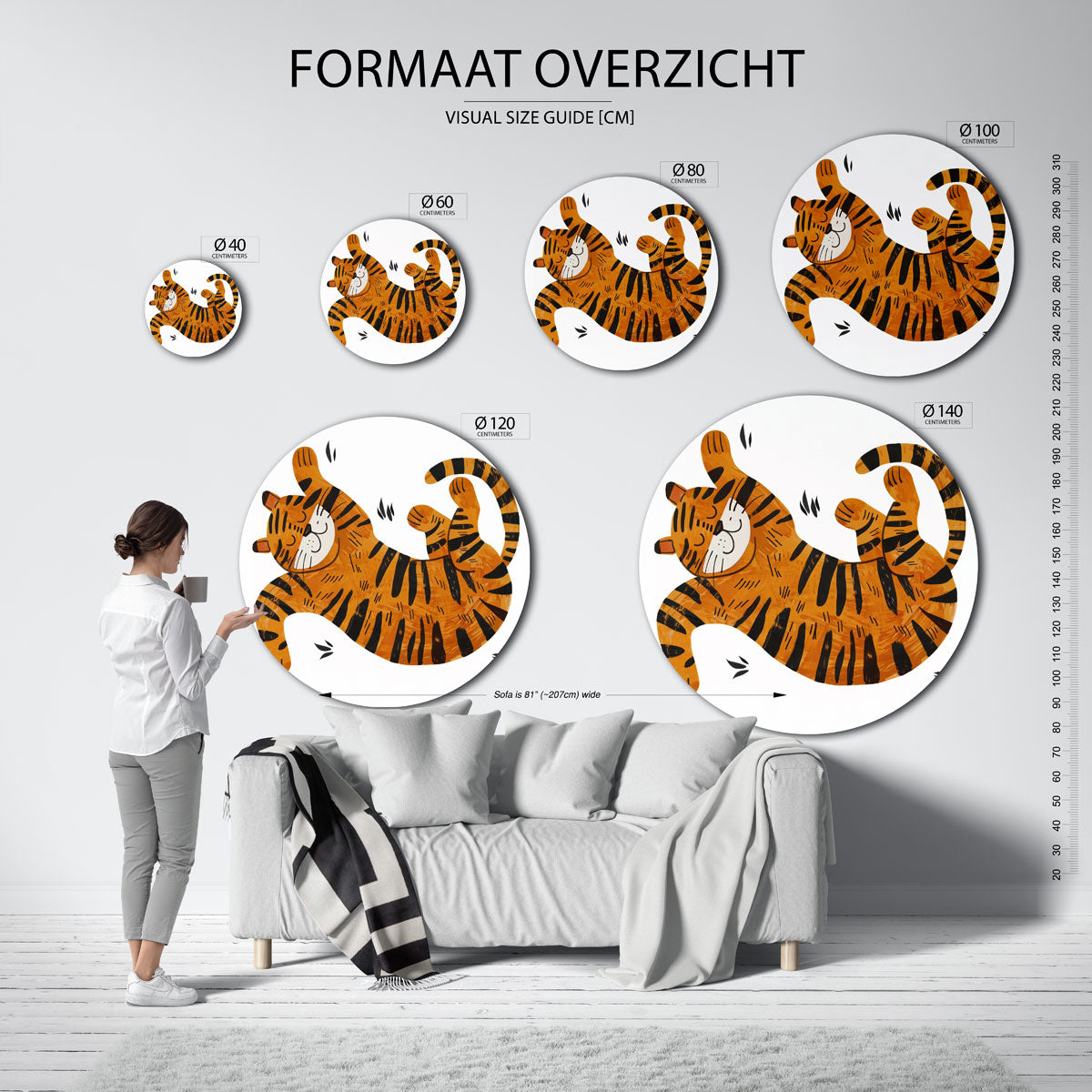 Speelse tijger Muurcirkel