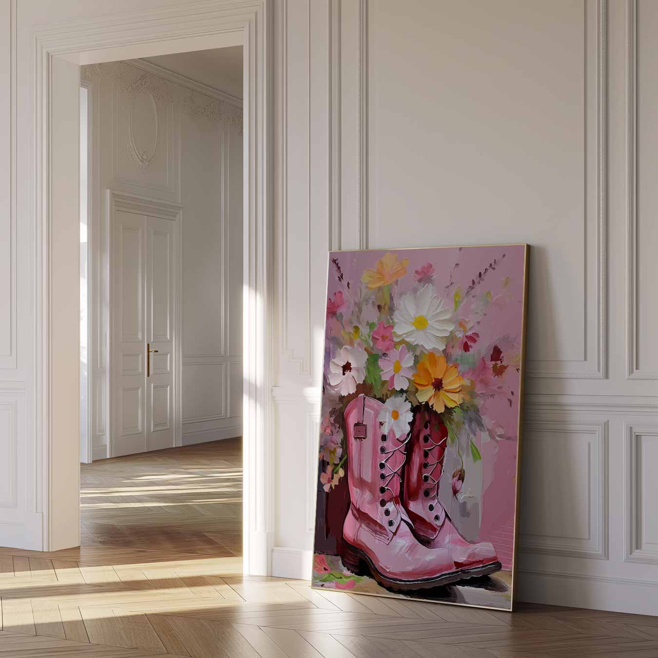 Bloemige Laarzen Poster-WallArtistic