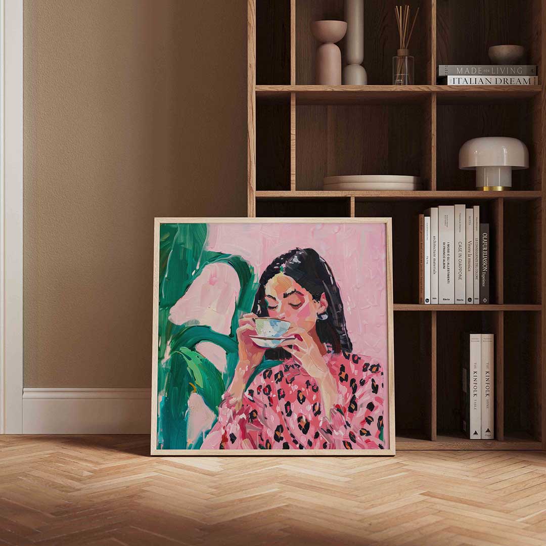 Vrouw met kopje Poster