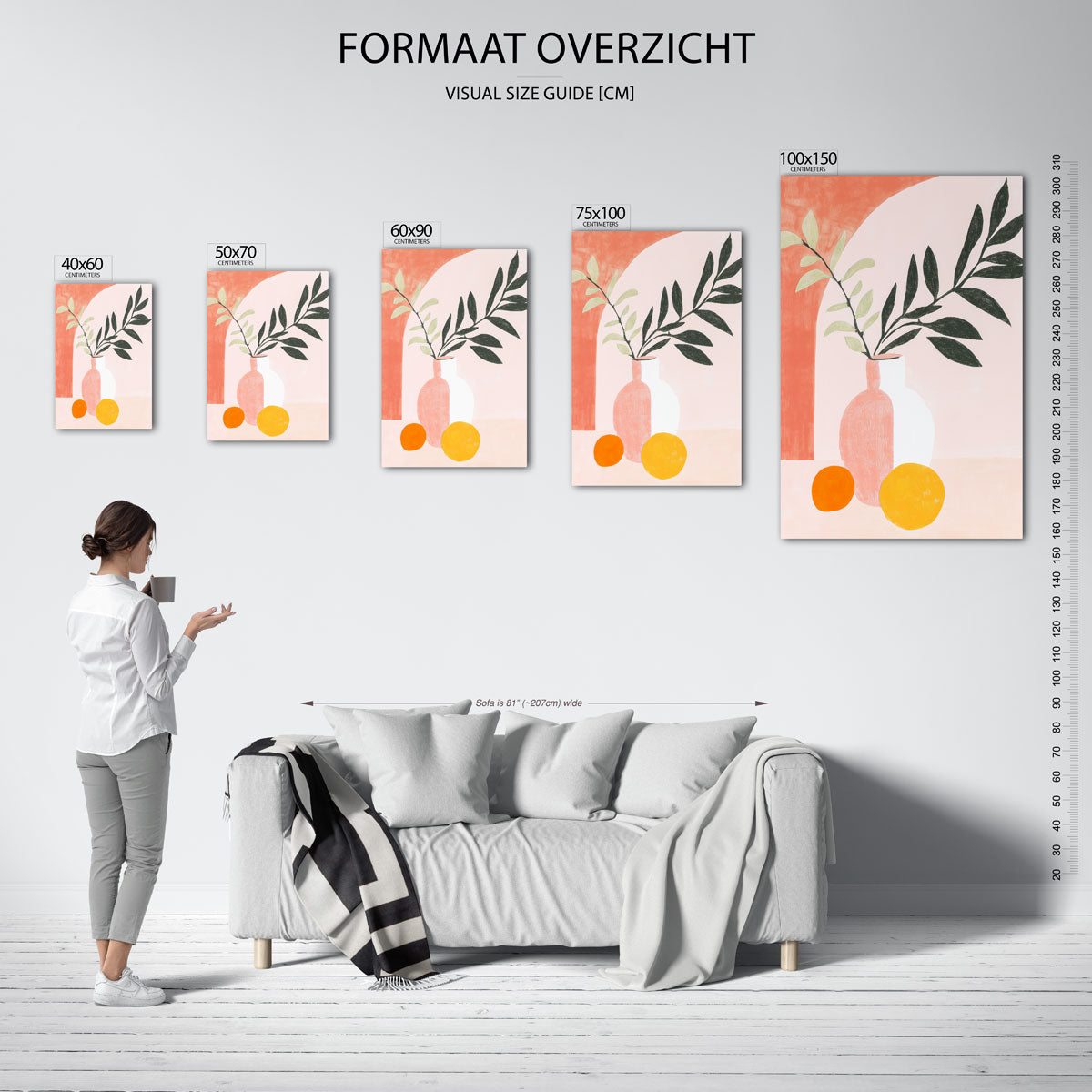Vaas met bladeren Kunstwerk