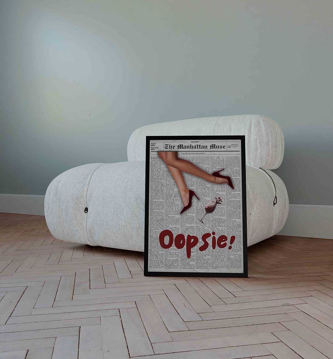 Krant met benen en glas Poster