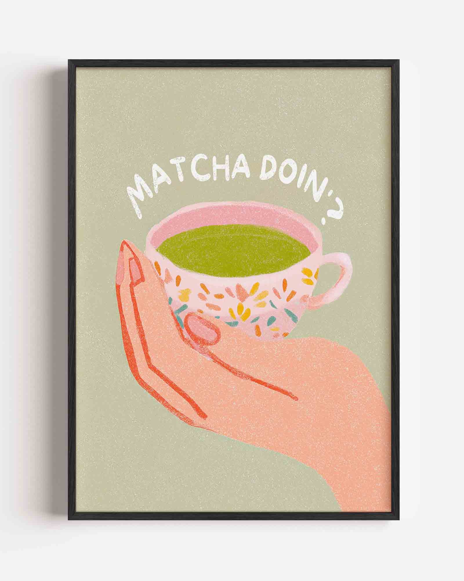 Hand met matcha Poster