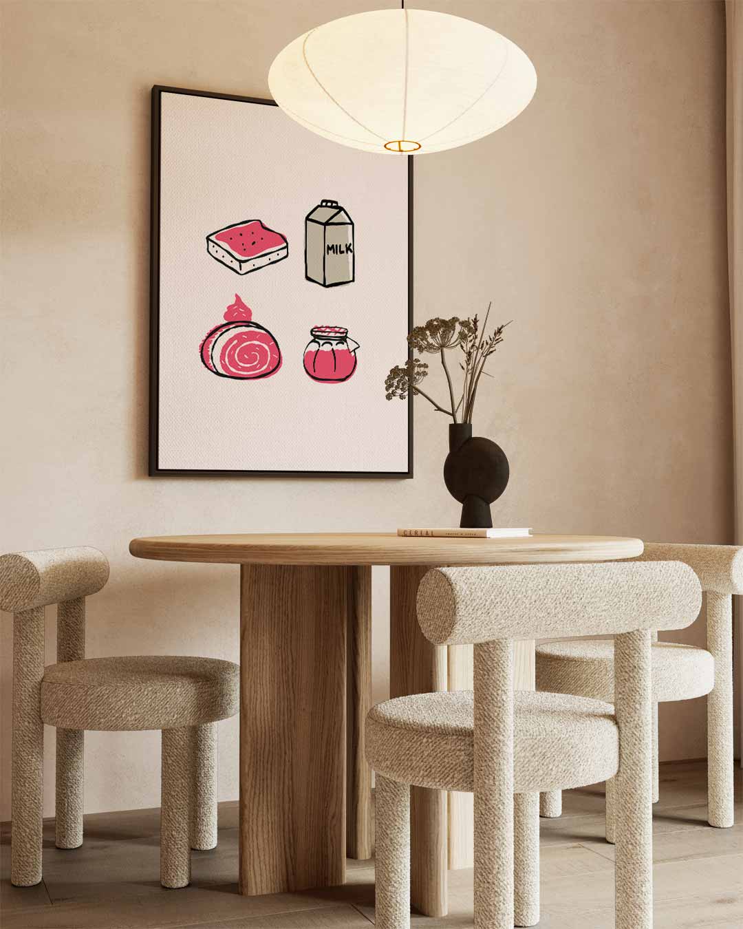 Speelse Keukentafel Illustraties Kunstwerk-canvas-dibond-plexiglas-wanddecoratie-WallArtistic