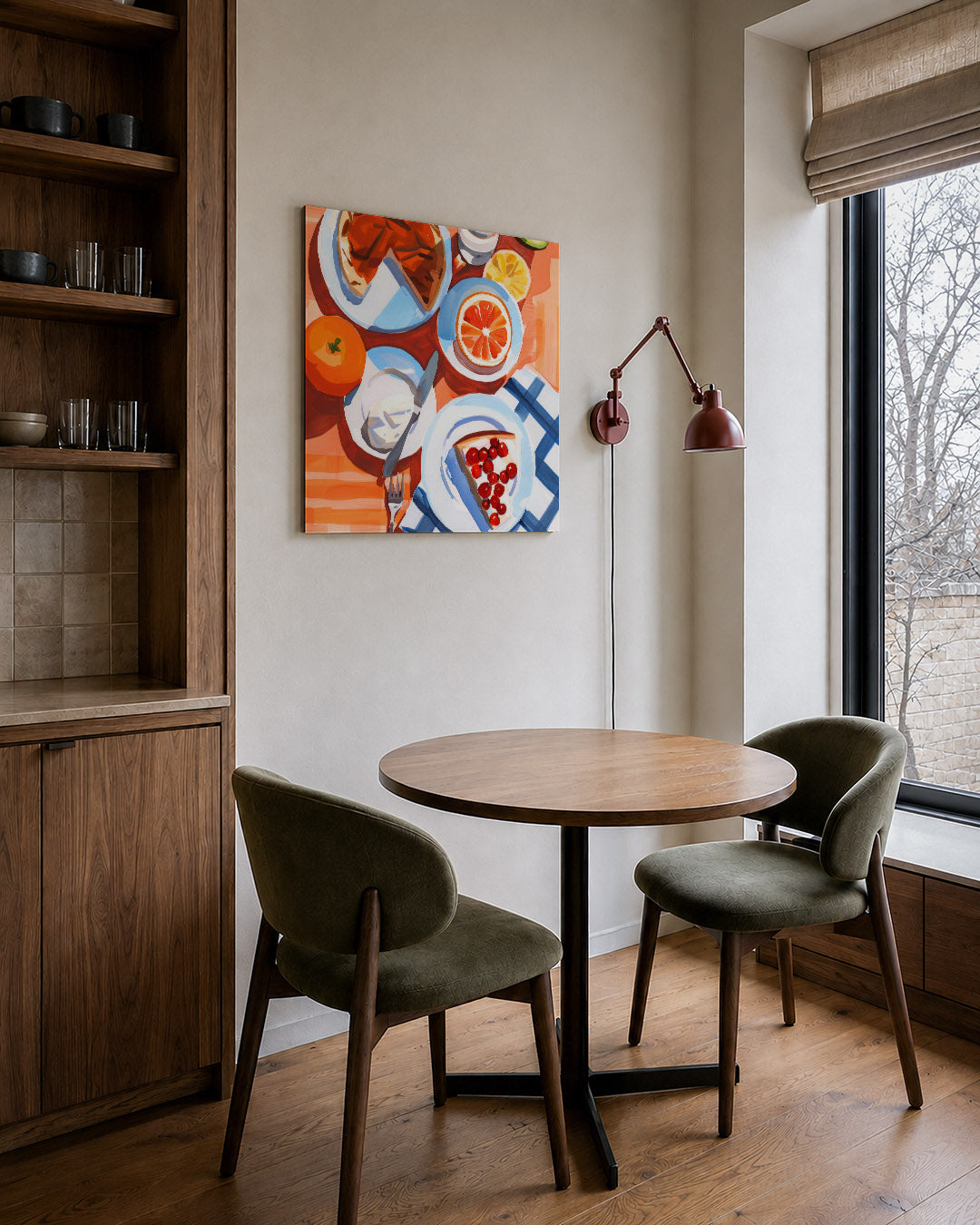 Vrolijk ontbijt tafereel Kunstwerk